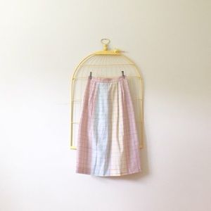 1990s Pastel Woven Plaid Skirt (Size 2 Women)